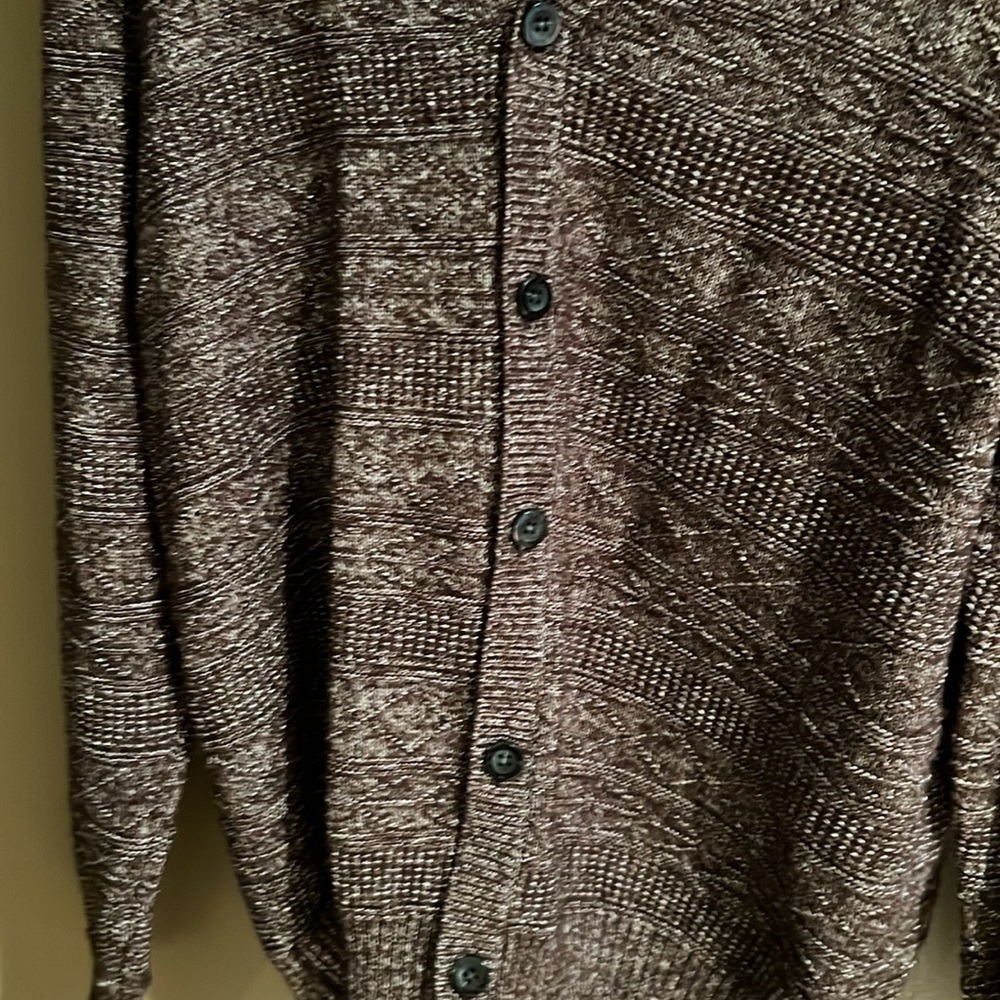 Club Room Button Down Cardigan Sweater in Marled Brown. Men’s Sz Large - Picture 8 of 10